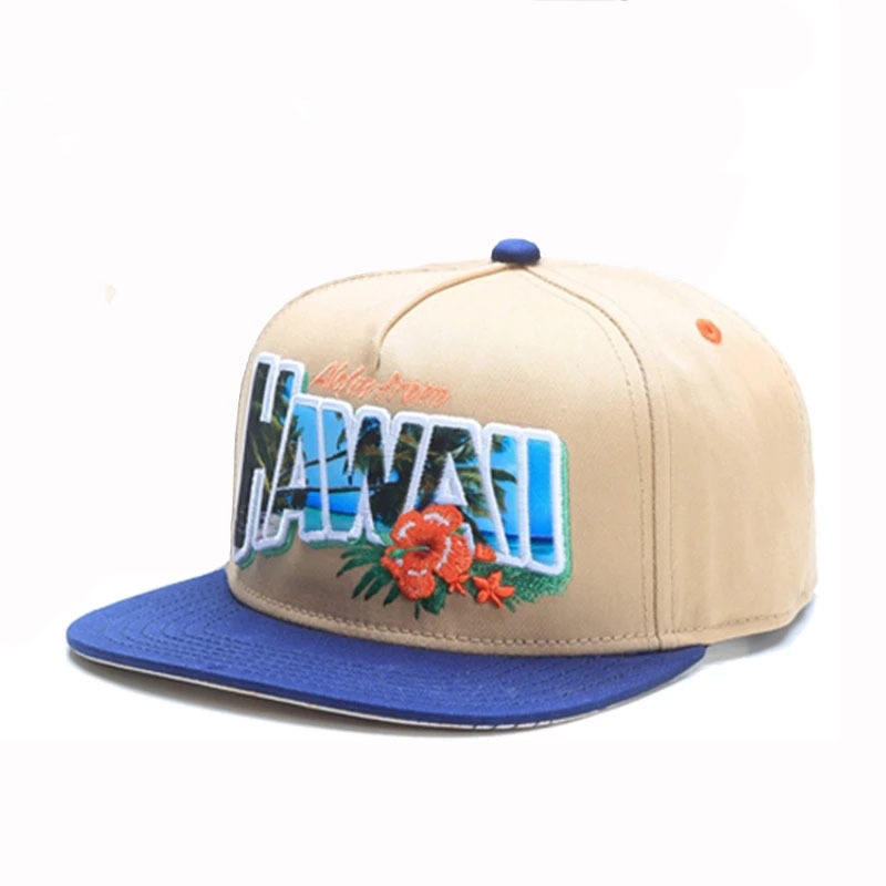 Ready Stock Adult 5-Panel Baseball Cap Letter 100% Cotton for Sports Leisure Sun Protection Greetings Hawaii Export Wholesale