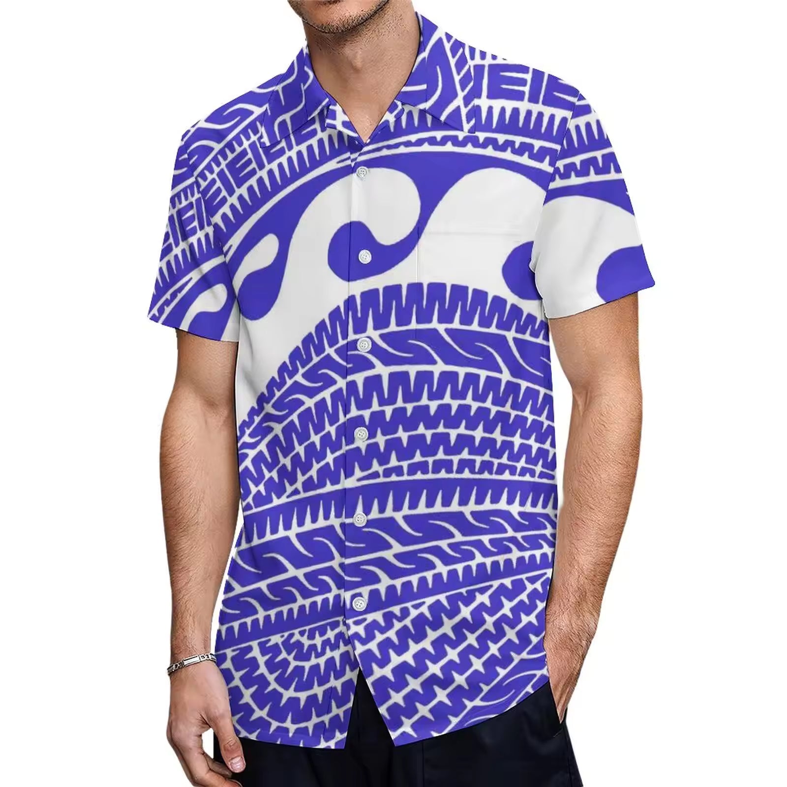 Custom Stylish Large Size Polynesian Tribal Design Shirts With Buttons New Hip Hop Pacific Heritage Aloha Shirts Beach