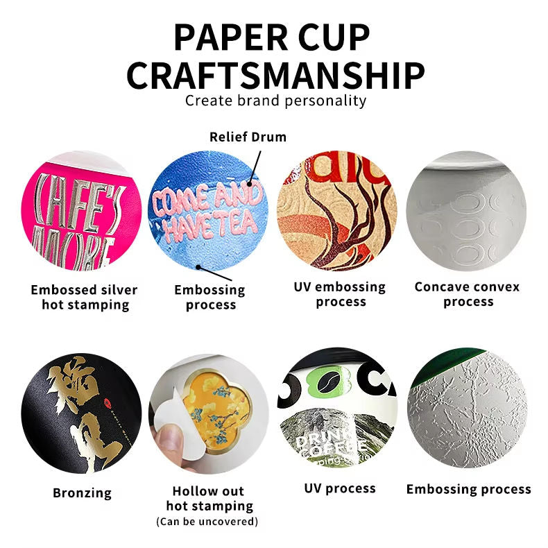 Biodegradable Corrugated Food-Safe Ink Printed Takeaway Paper Cup for Bubble Tea and Milk Tea Custom Logo Printing Available