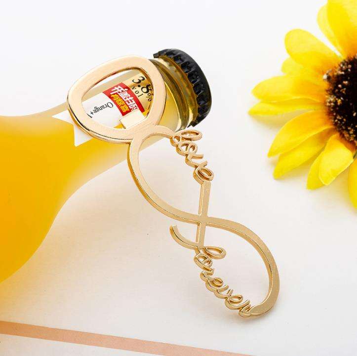 Custom Wedding Favors Love Forever 8 Gold Beer Bottle Opener Party Birthday Valentine's Day Souvenirs Guest Return Gifts