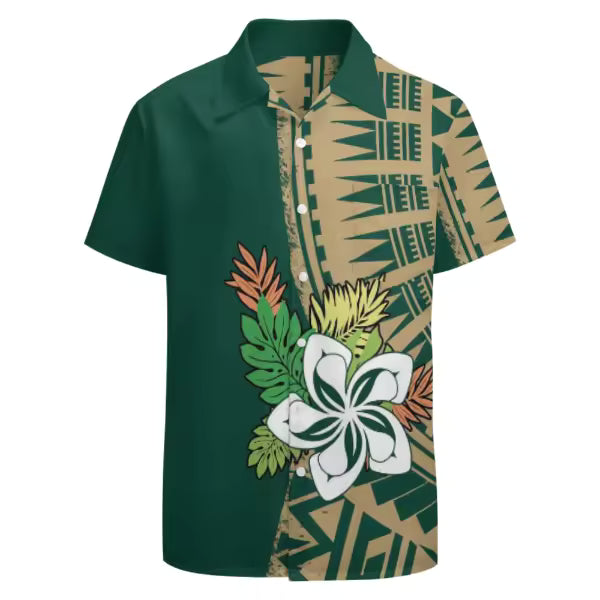 Custom Stylish Large Size Polynesian Tribal Design Shirts With Buttons New Hip Hop Pacific Heritage Aloha Shirts Beach