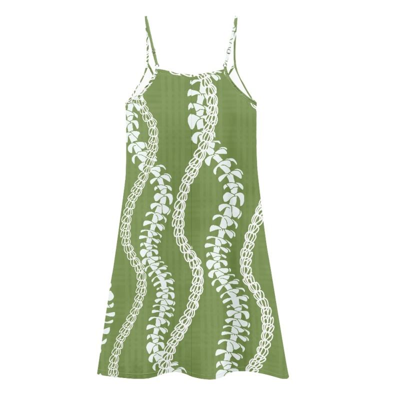 Factory Outlet Loose Silhouette Beach Dress Puakenikeni Pattern Custom Design Maxi Hawaiian Print Dress