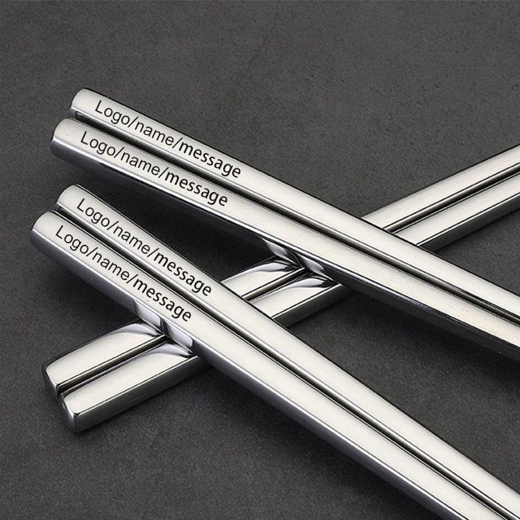 Custom logo Gold Chopstick 18/8 Stainless Steel Wedding Favor Personalized Chopsticks with logo for Kids
