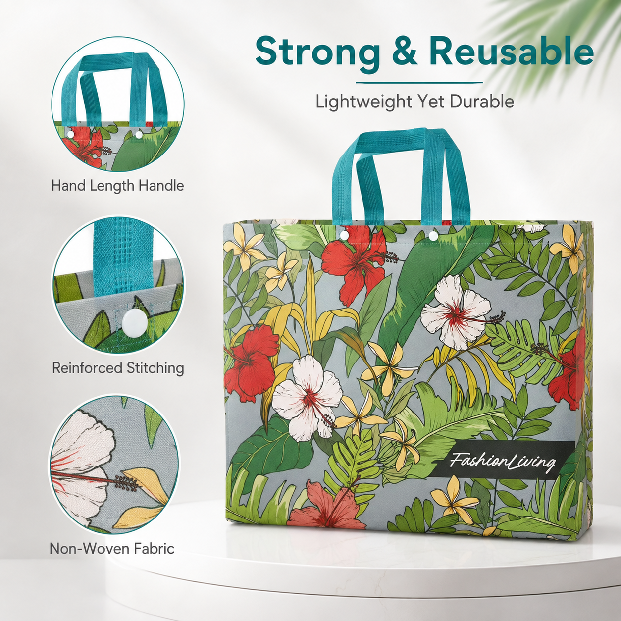 Custom Printed Reusable Non Woven Tote Bag Long Handle Shopping Bag for Exhibition Retail Promotion Wholesale Custom Packaging