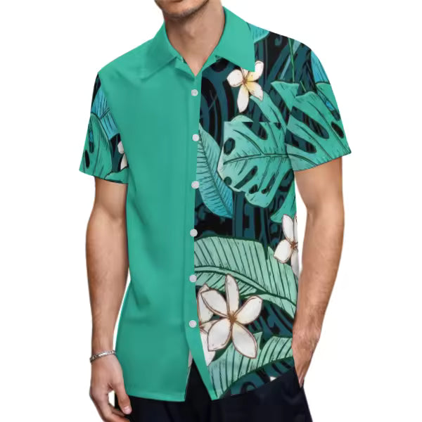 Custom Stylish Large Size Polynesian Tribal Design Shirts With Buttons New Hip Hop Pacific Heritage Aloha Shirts Beach