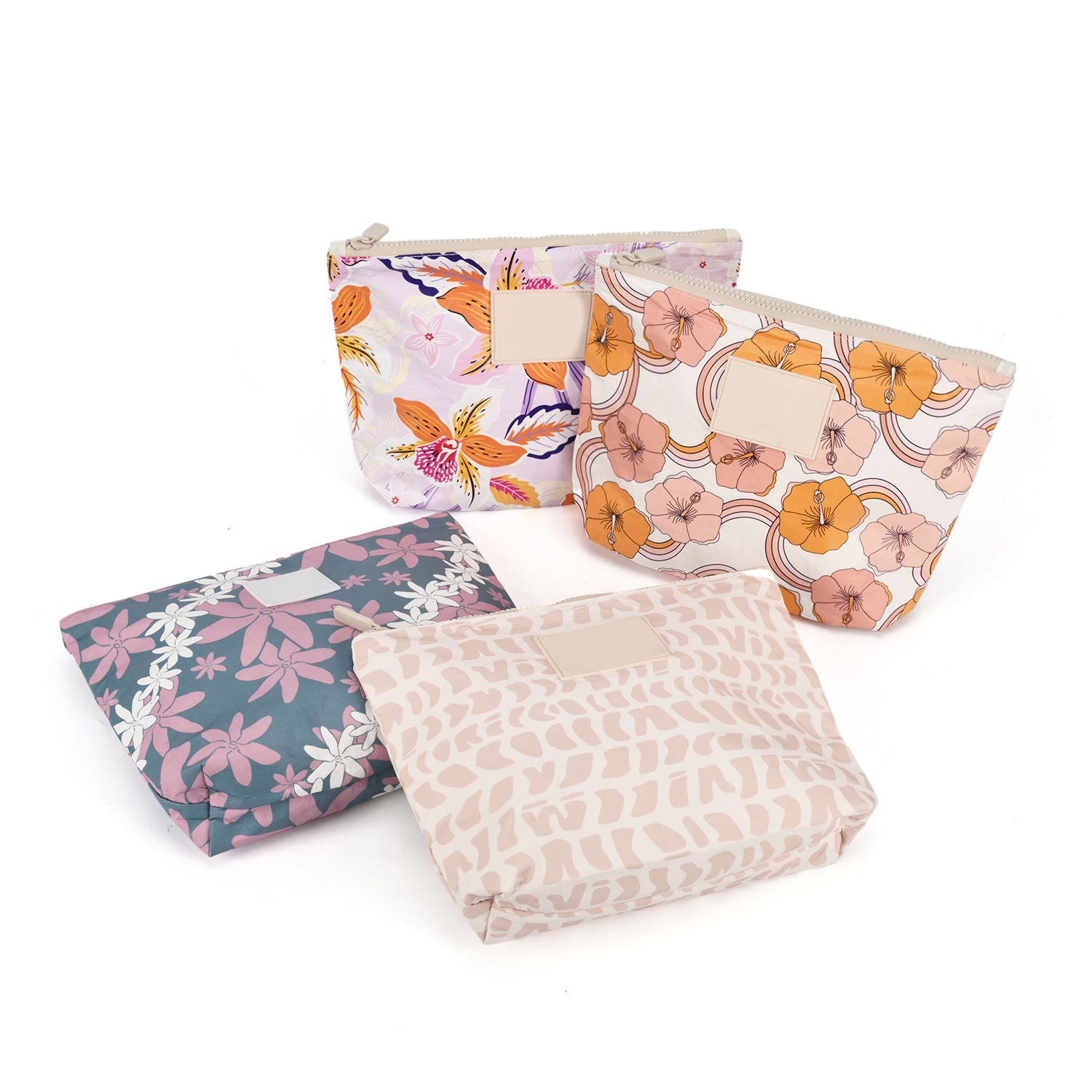 Custom Floral Tyvek Paper Pouch Waterproof Cosmetic Bag Portable Travel Overnight Toiletry Makeup Pouch for Women