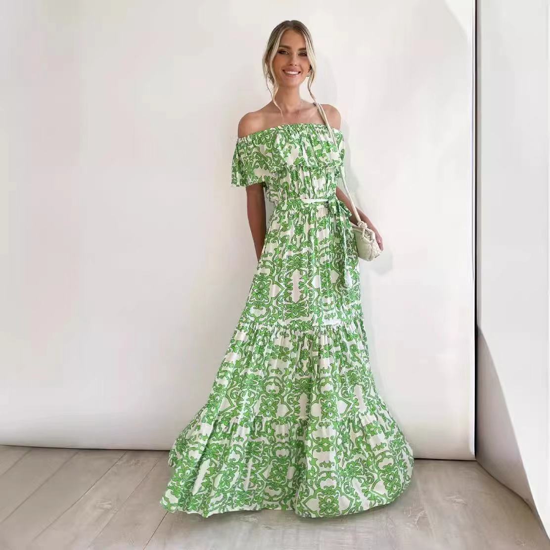 2025 Aloha Women Low MOQ Custom Wholesale High Quality Casual Dress Rayon Floral Printing Women Summer Vacation Maxi Dresses