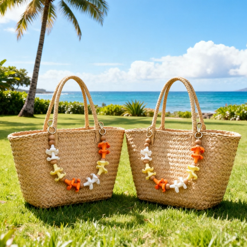YIREPIN Handmade Polymer Clay Flower Wooden Bead Bag Chain Hawaiian Boho Beaded Handbag Charm Summer Holiday Women Accessory