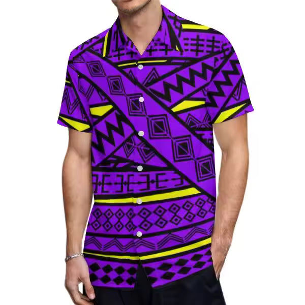 Custom Stylish Large Size Polynesian Tribal Design Shirts With Buttons New Hip Hop Pacific Heritage Aloha Shirts Beach