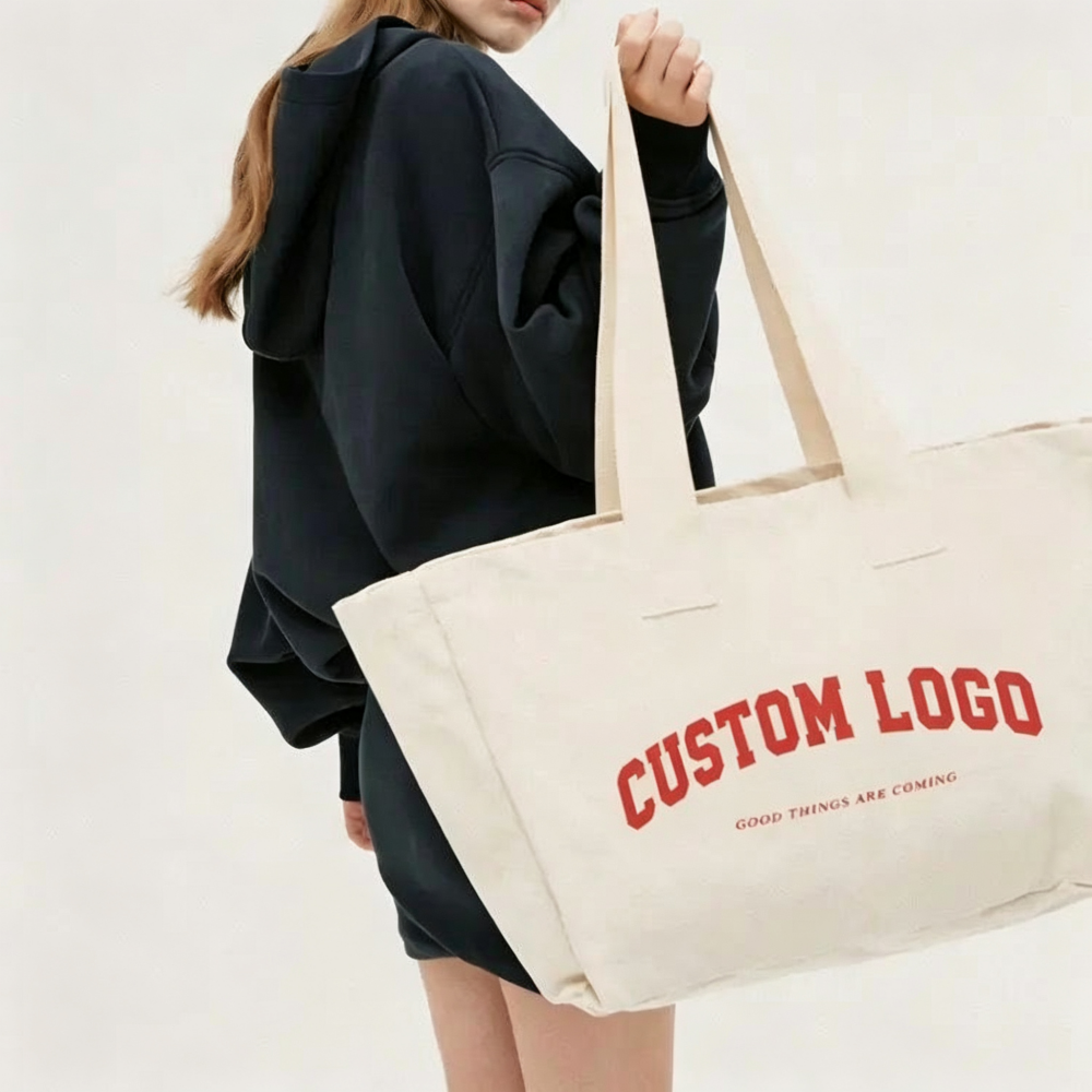 Custom Personalized Beach Bag Shop Reusable Durable Cotton Canvas Shopping Tote Bag with logo for Branding Advertising Promotion
