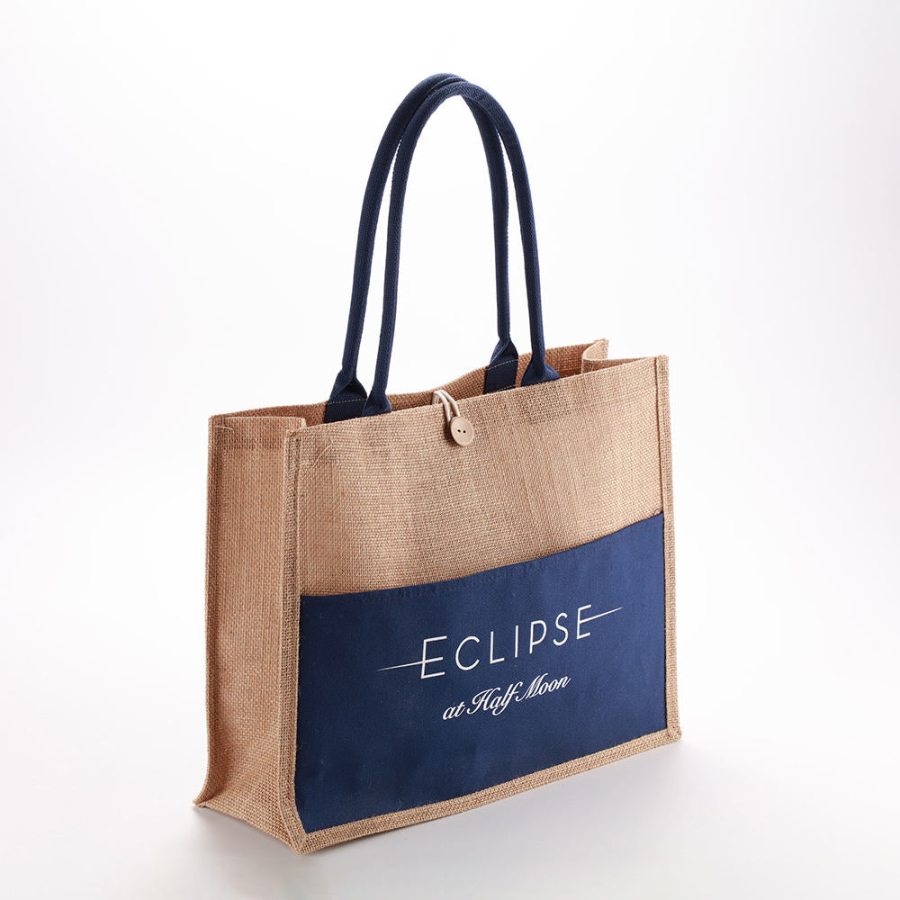 Customized Logo Fashion Design Printed Jute Bag Natural Linen Tote Shopping Bags for Wedding Party Favor and Travel