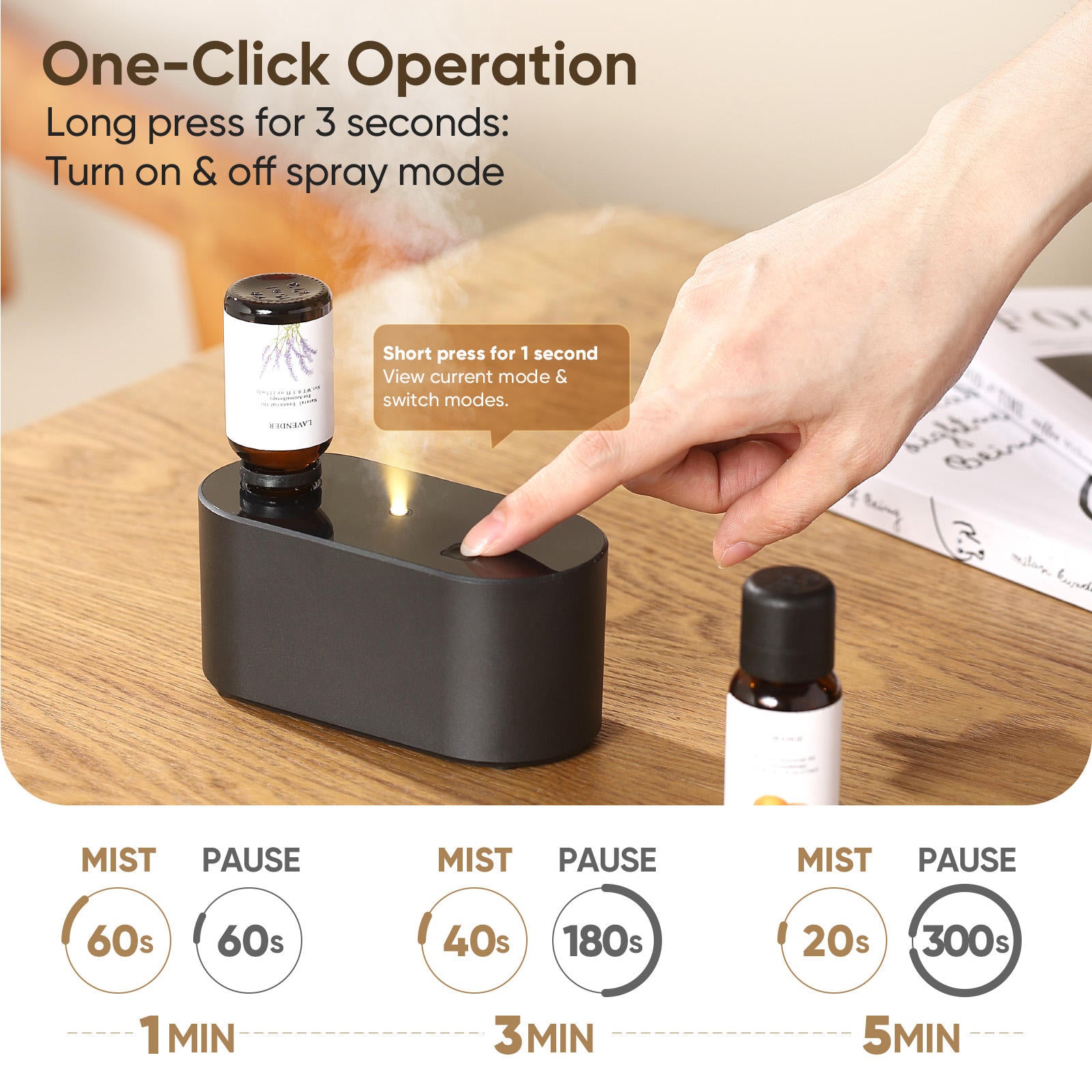 Wholesale OEM Home Smart Electric Rechargeable Air Scent Machine Custom Portable Small Waterless Essential Oil Aroma Diffuser