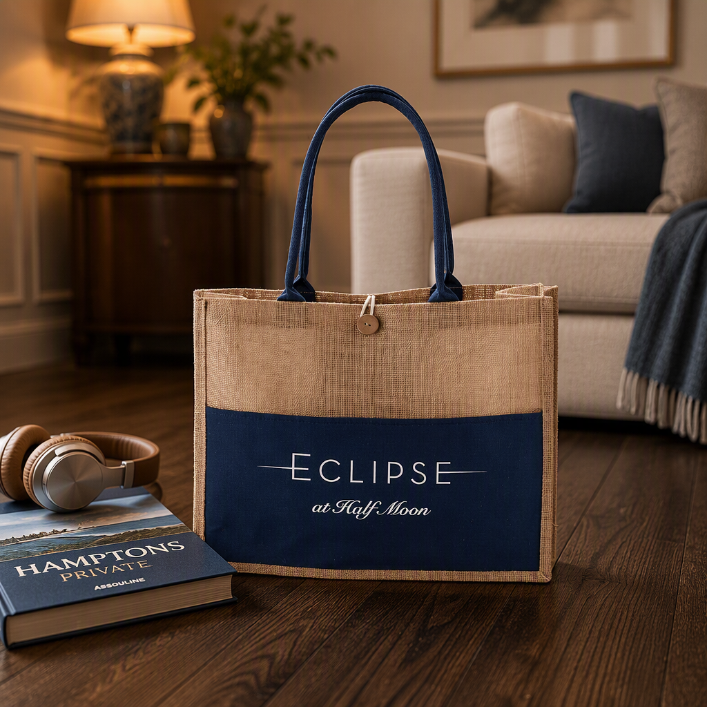 Customized Logo Fashion Design Printed Jute Bag Natural Linen Tote Shopping Bags for Wedding Party Favor and Travel