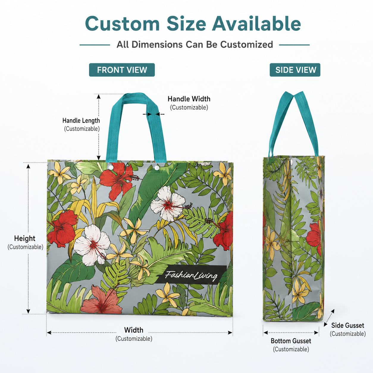 Custom Printed Reusable Non Woven Tote Bag Long Handle Shopping Bag for Exhibition Retail Promotion Wholesale Custom Packaging