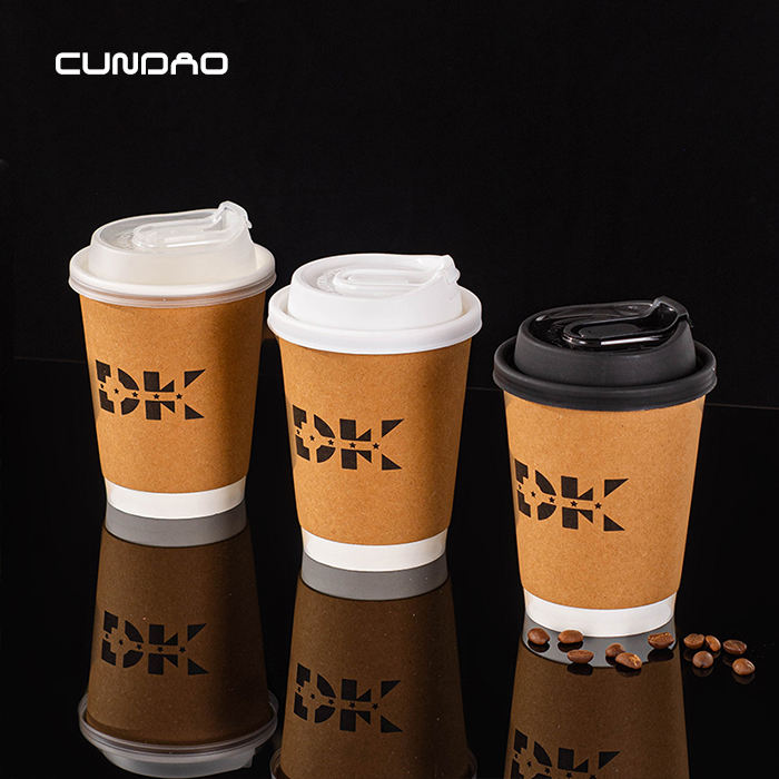 Customized Printed Disposable 8 10 12 16oz Double Wall Hot Coffee Cups Personalized Logo Takeaway Coffee Paper Cup with Lids