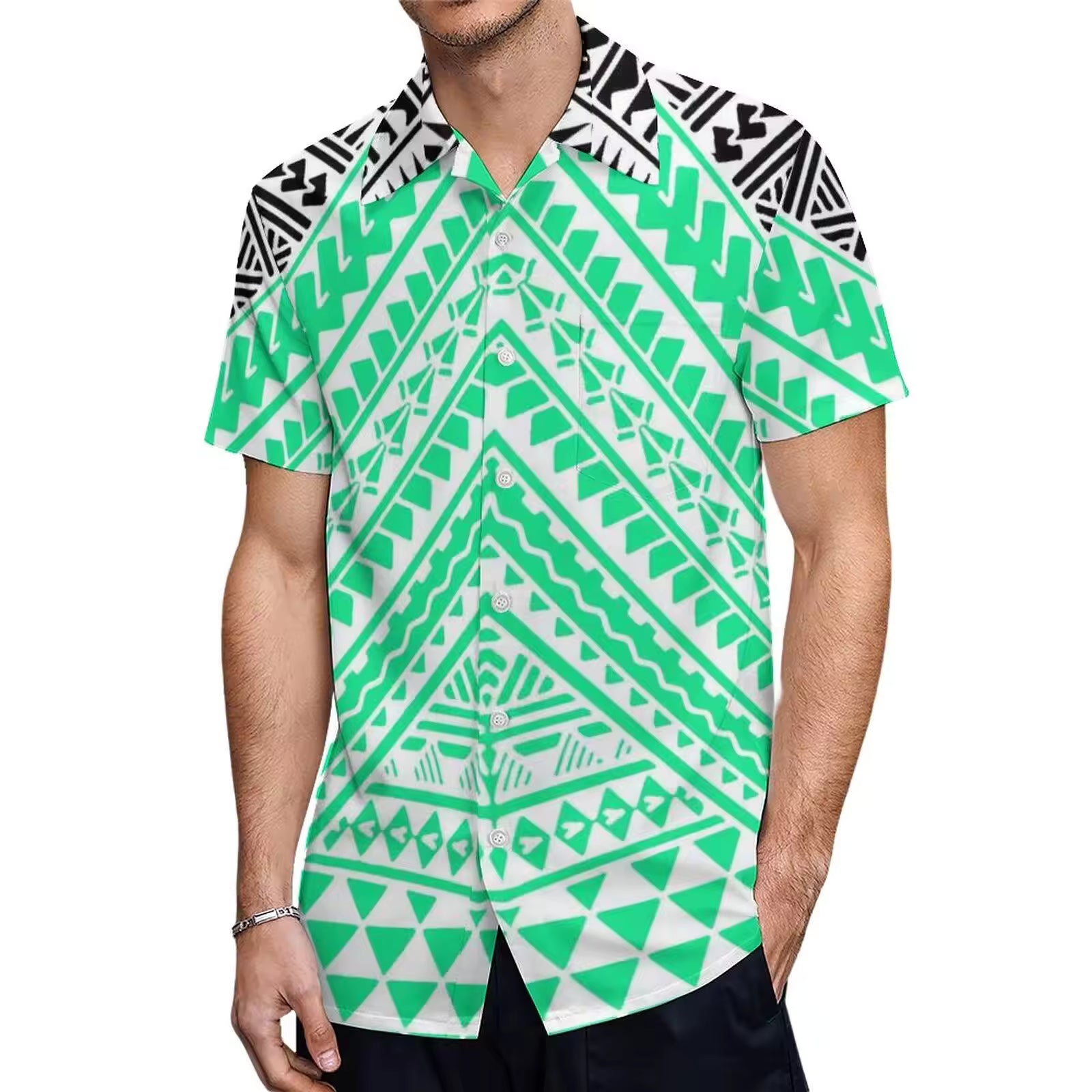 Custom Stylish Large Size Polynesian Tribal Design Shirts With Buttons New Hip Hop Pacific Heritage Aloha Shirts Beach