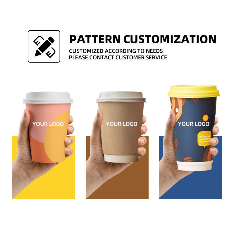 Biodegradable Corrugated Food-Safe Ink Printed Takeaway Paper Cup for Bubble Tea and Milk Tea Custom Logo Printing Available