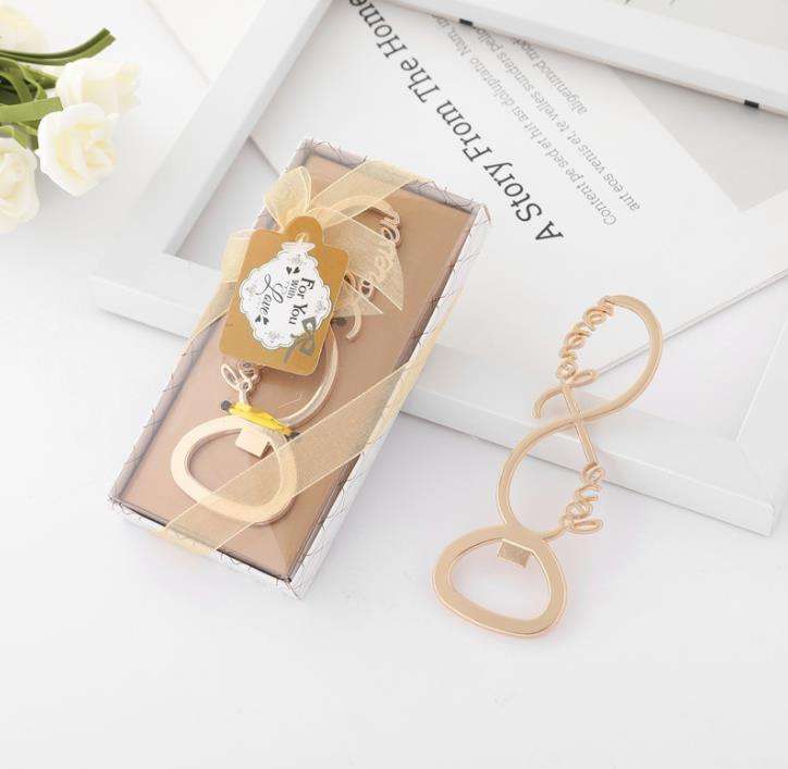 Custom Wedding Favors Love Forever 8 Gold Beer Bottle Opener Party Birthday Valentine's Day Souvenirs Guest Return Gifts
