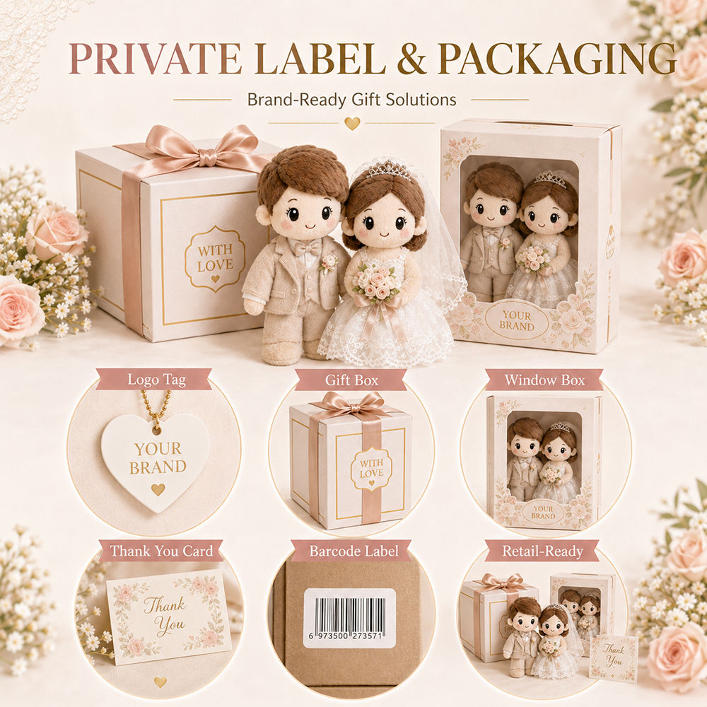 Factory Direct Custom Wedding Plush Keychains Eco-Friendly Guest Favors for Destination Weddings Fast Delivery