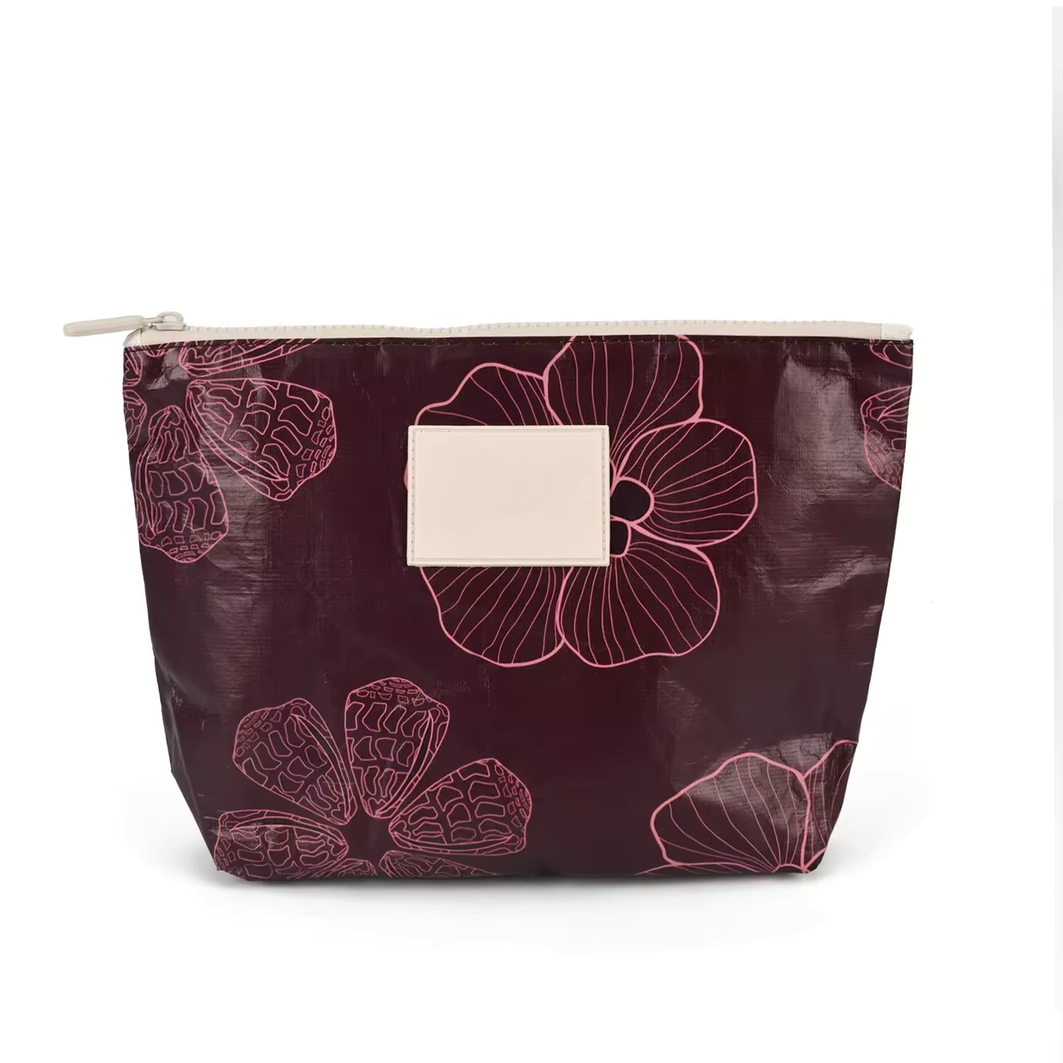 Custom Floral Tyvek Paper Pouch Waterproof Cosmetic Bag Portable Travel Overnight Toiletry Makeup Pouch for Women