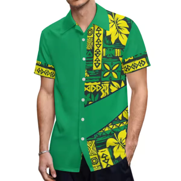 Custom Stylish Large Size Polynesian Tribal Design Shirts With Buttons New Hip Hop Pacific Heritage Aloha Shirts Beach
