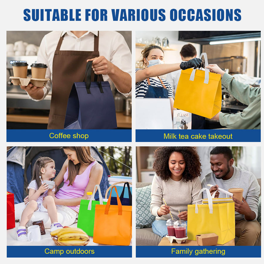 Insulated Cooler Bag Non Woven Thermal Tote Bag with Cooler Bag Food Delivery Takeaway Picnic with Logo Custom