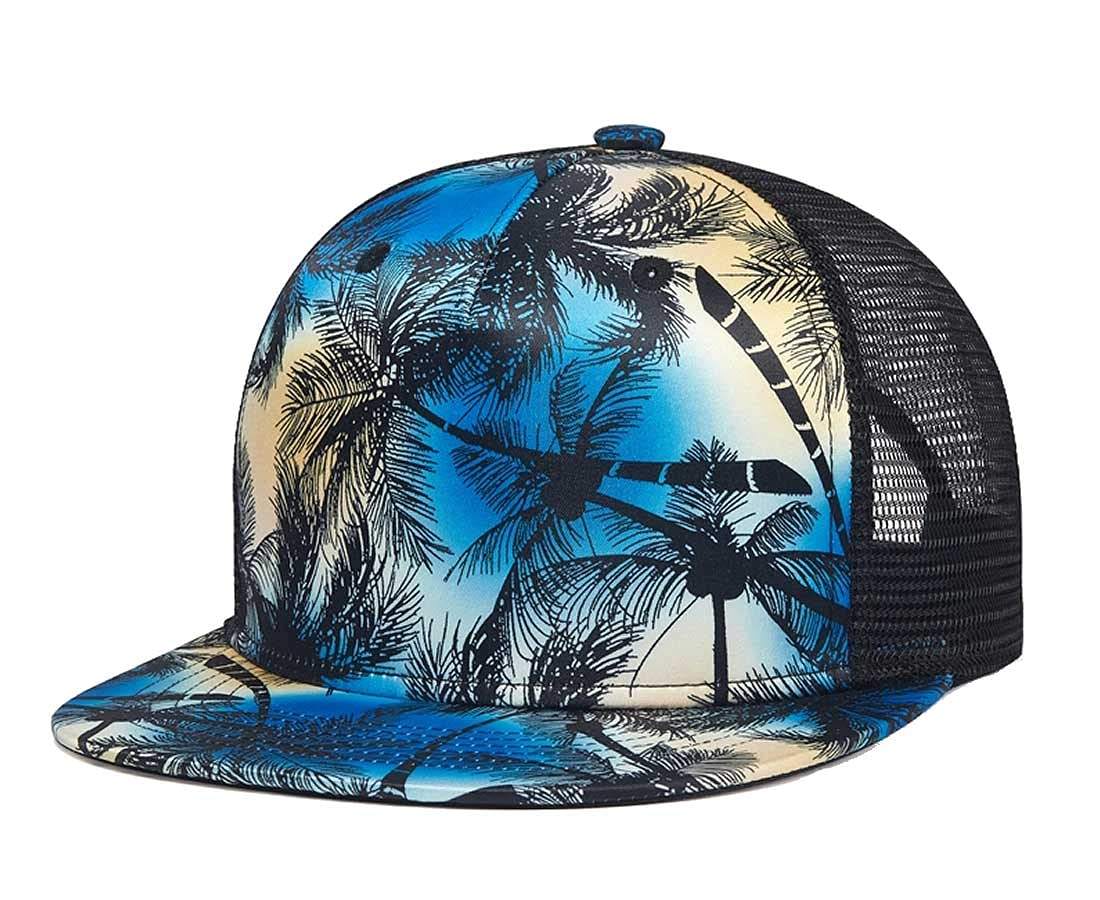 Premium Floral Flower Hawaiian Cotton Adjustable Snapback Hats Men's Women's Hip-Hop Flat Bill Baseball Caps