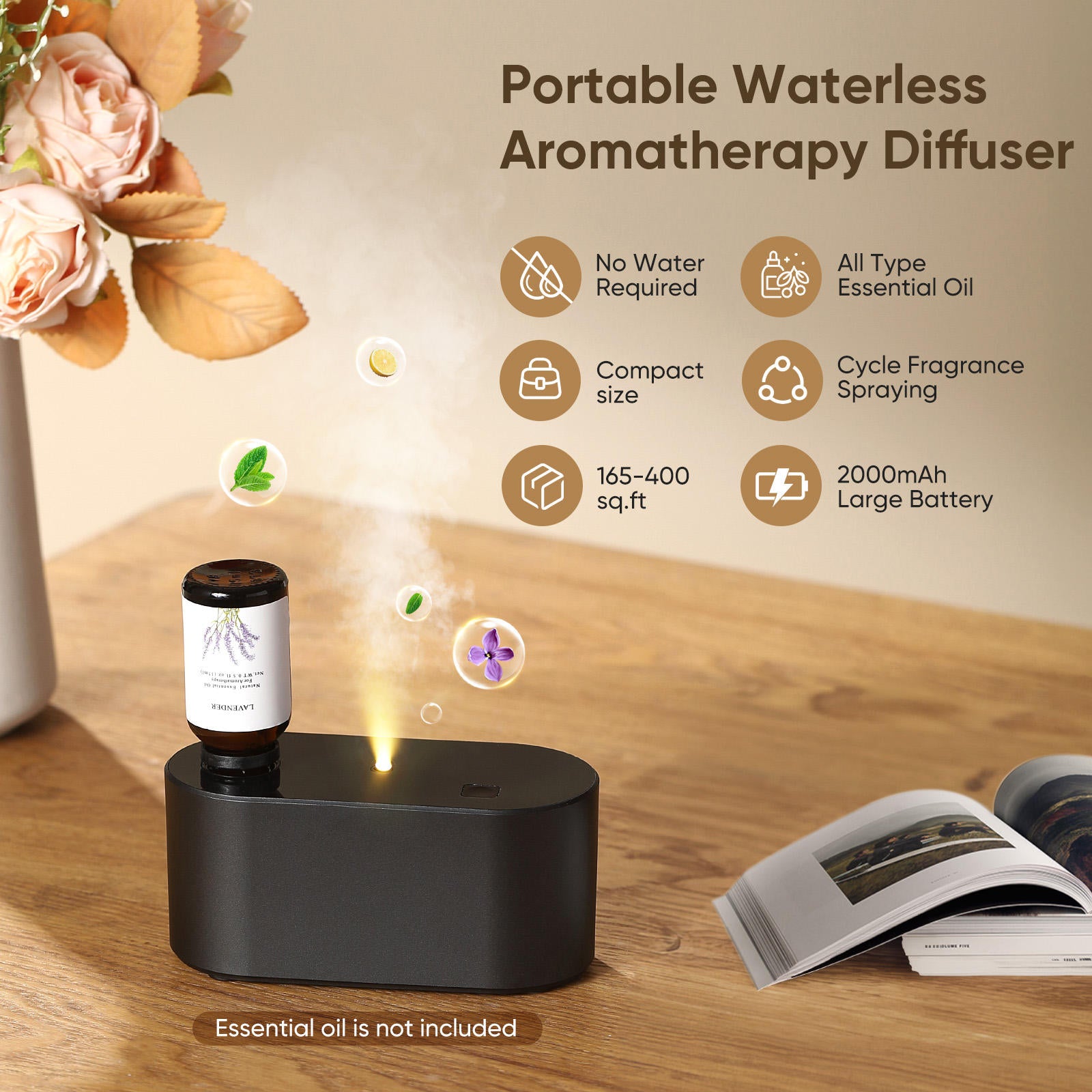 Wholesale OEM Home Smart Electric Rechargeable Air Scent Machine Custom Portable Small Waterless Essential Oil Aroma Diffuser
