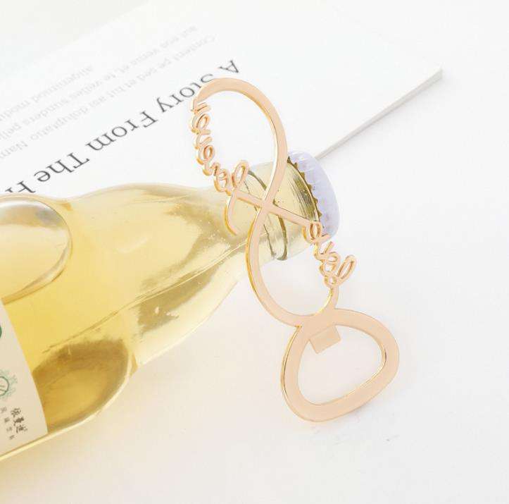 Custom Wedding Favors Love Forever 8 Gold Beer Bottle Opener Party Birthday Valentine's Day Souvenirs Guest Return Gifts