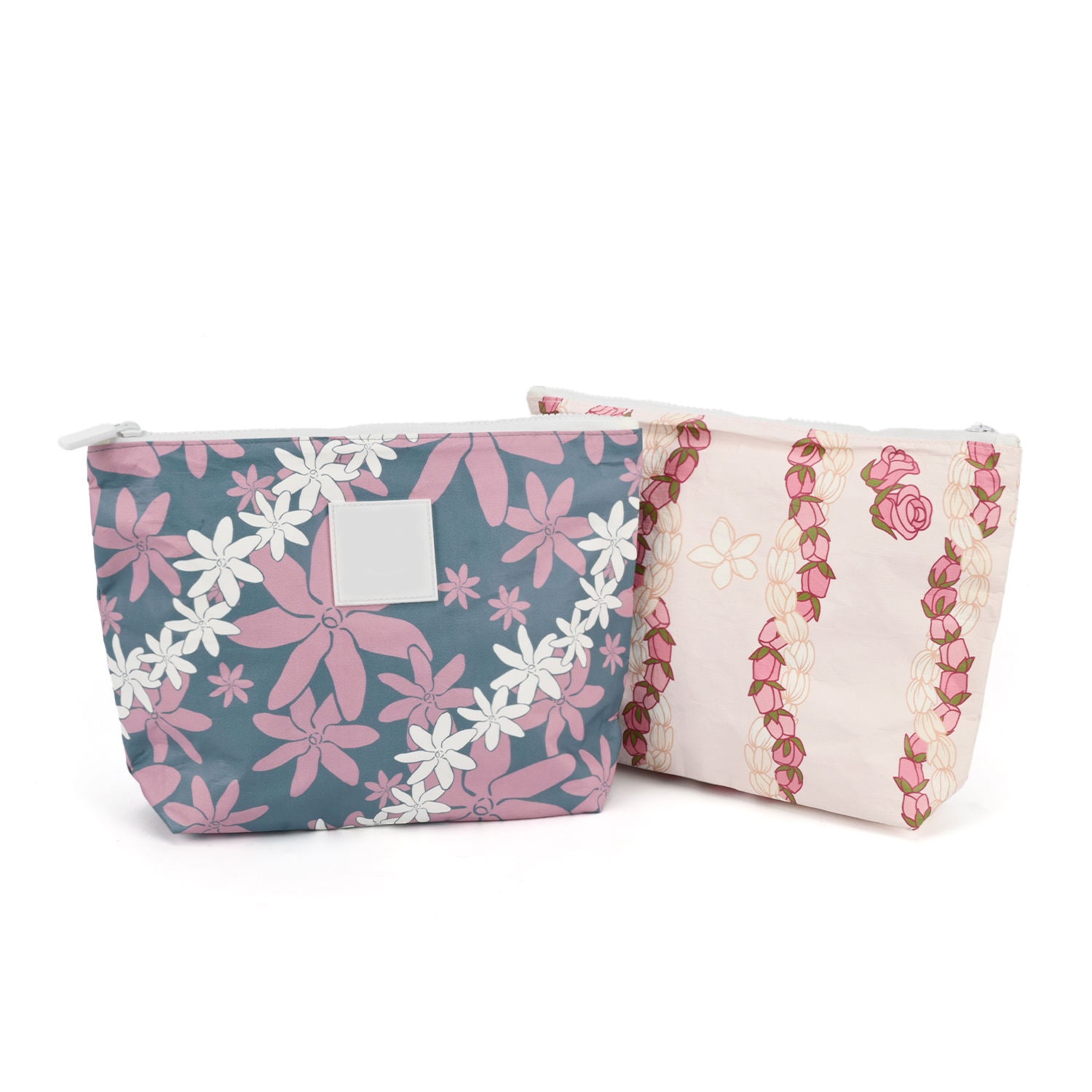 Custom Floral Tyvek Paper Pouch Waterproof Cosmetic Bag Portable Travel Overnight Toiletry Makeup Pouch for Women
