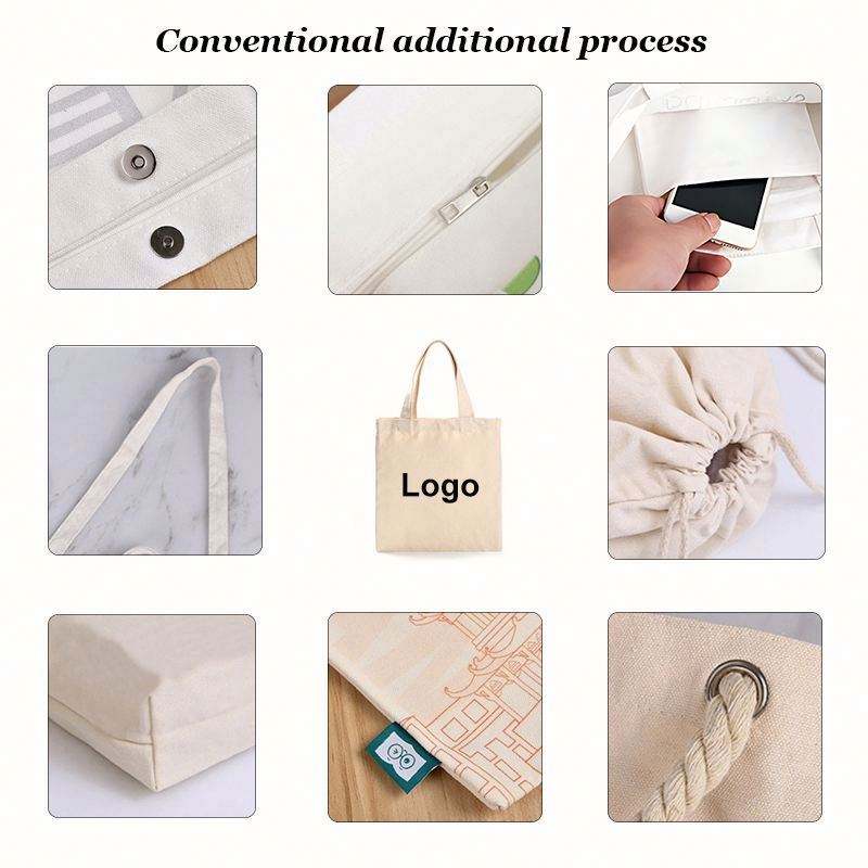 Custom Logo Size Printed Hot Sale Eco Friendly Reusable Designer Cloth Canvas Cotton Shopping Tote Bag Cotton Beach Tote Bag
