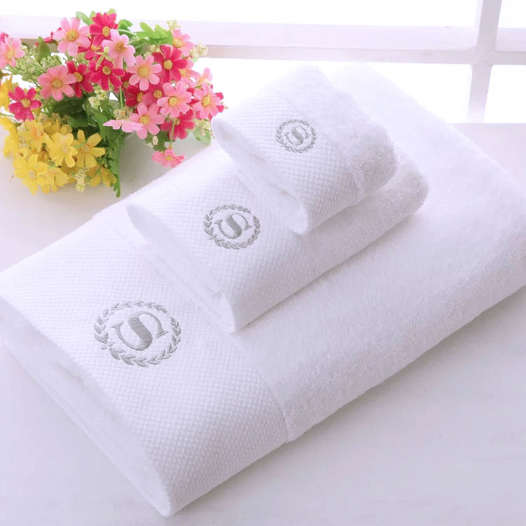 Custom Logo Luxury Hand Face White Hotel Towel Set Quality Hotel Bath Towel 100% Cotton Hotel Towel