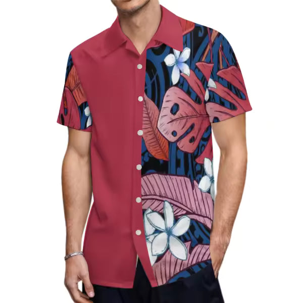 Custom Stylish Large Size Polynesian Tribal Design Shirts With Buttons New Hip Hop Pacific Heritage Aloha Shirts Beach