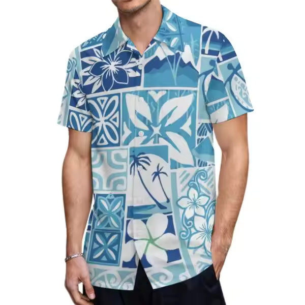 Custom Stylish Large Size Polynesian Tribal Design Shirts With Buttons New Hip Hop Pacific Heritage Aloha Shirts Beach