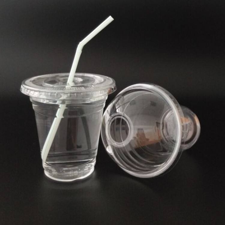 Disposable Reusable Transparent Clear Custom Printed Logo Plastic PET Drinking Cup Cold Coffee Cups with Lids and Straws