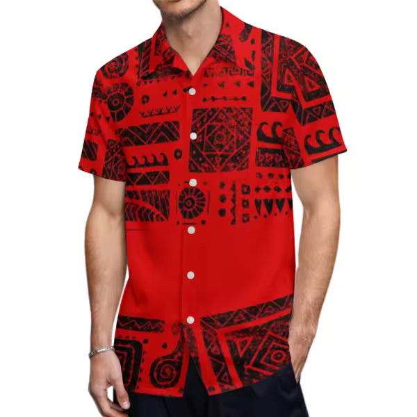 Custom Stylish Large Size Polynesian Tribal Design Shirts With Buttons New Hip Hop Pacific Heritage Aloha Shirts Beach