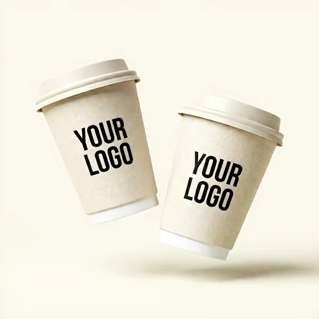 Biodegradable Corrugated Food-Safe Ink Printed Takeaway Paper Cup for Bubble Tea and Milk Tea Custom Logo Printing Available
