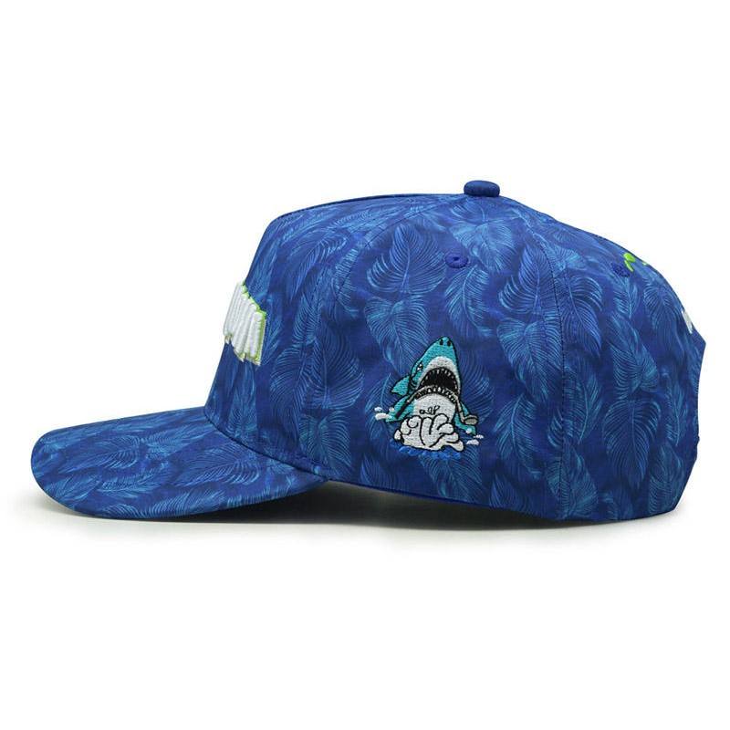 Custom Hawaii Floral Printing Sublimation Embroidery Logo Patches 5 Panel Baseball Cap Hat