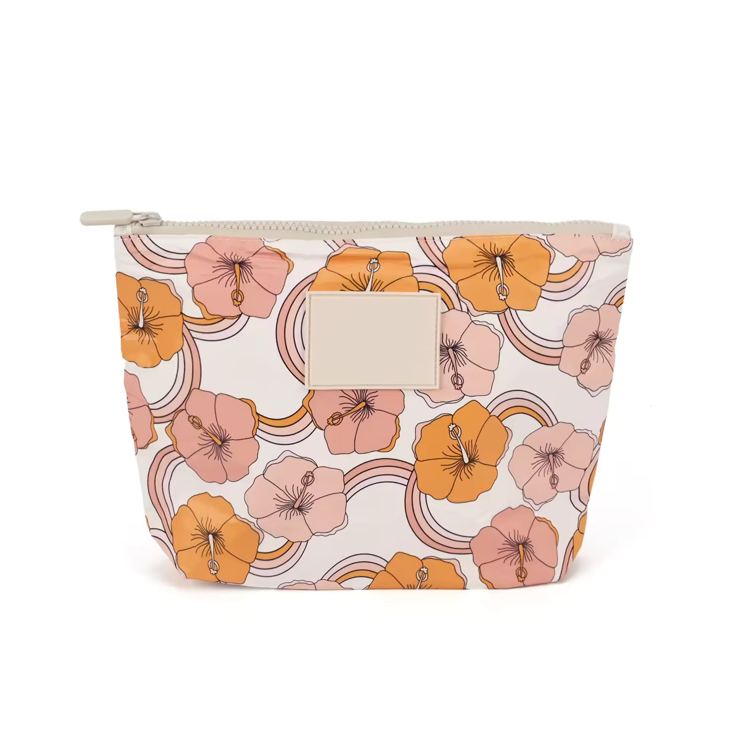 Custom Floral Tyvek Paper Pouch Waterproof Cosmetic Bag Portable Travel Overnight Toiletry Makeup Pouch for Women