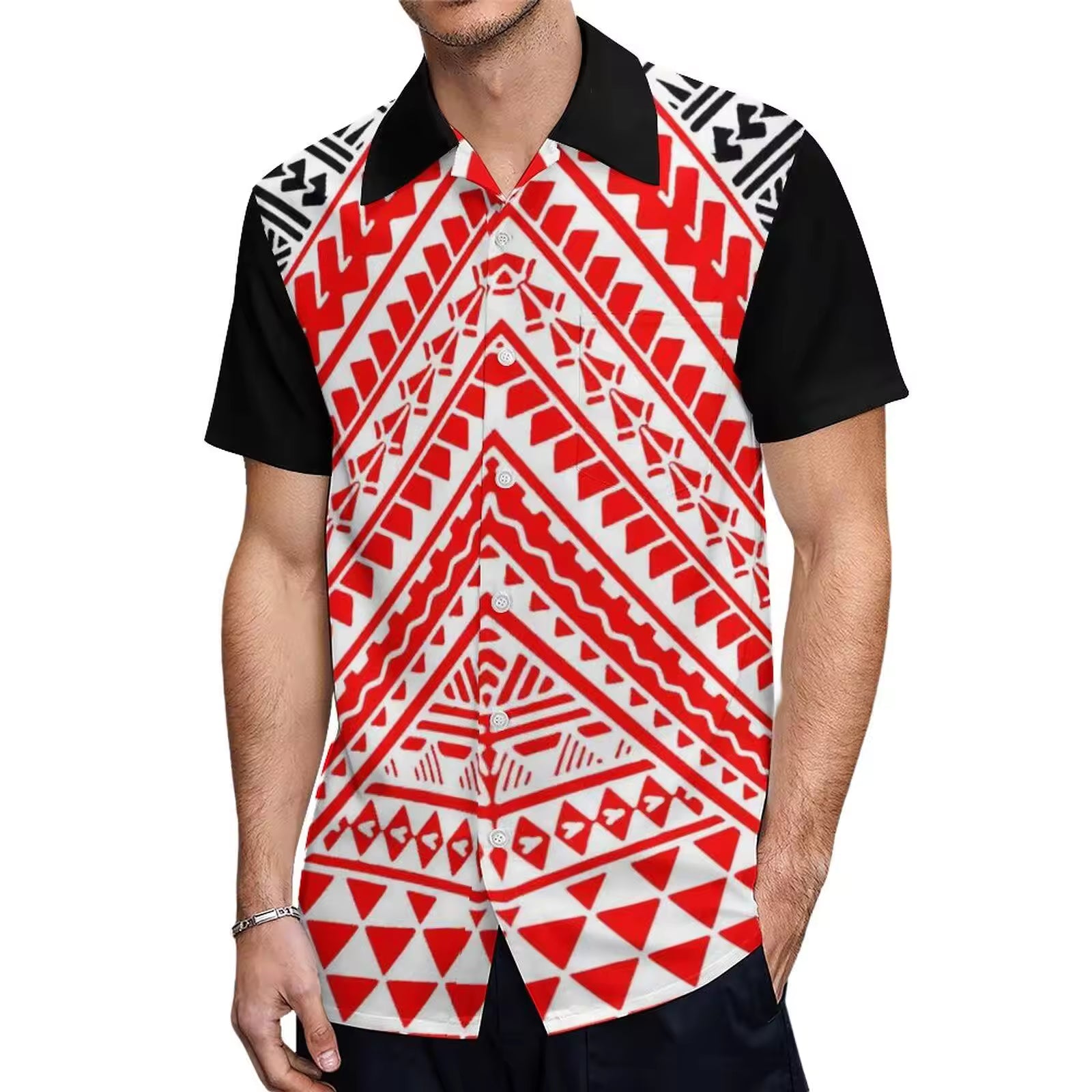 Custom Stylish Large Size Polynesian Tribal Design Shirts With Buttons New Hip Hop Pacific Heritage Aloha Shirts Beach