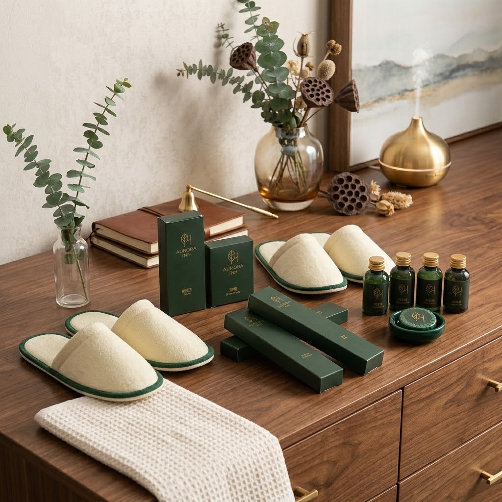 Disposable bathroom amenities for hotels: A complete bathroom amenity kit for star-rated hotels and travel.