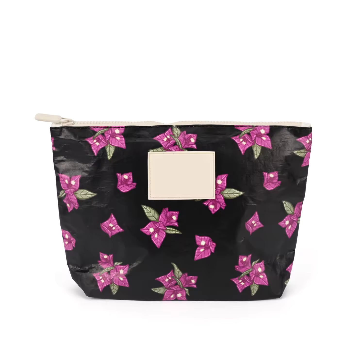 Custom Floral Tyvek Paper Pouch Waterproof Cosmetic Bag Portable Travel Overnight Toiletry Makeup Pouch for Women