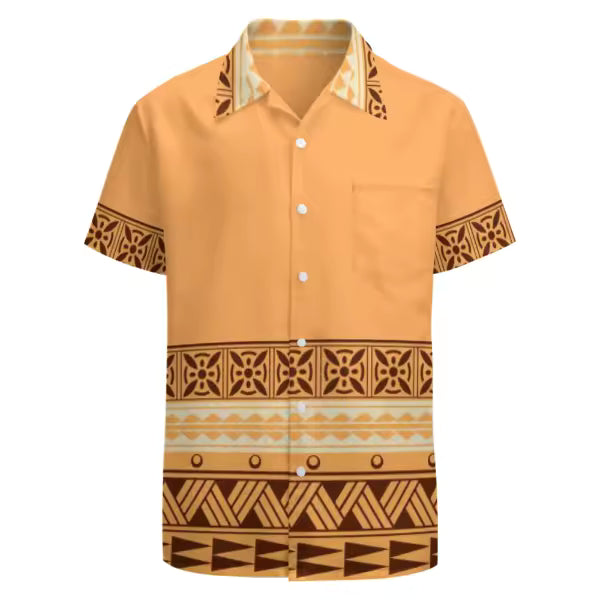 Custom Stylish Large Size Polynesian Tribal Design Shirts With Buttons New Hip Hop Pacific Heritage Aloha Shirts Beach