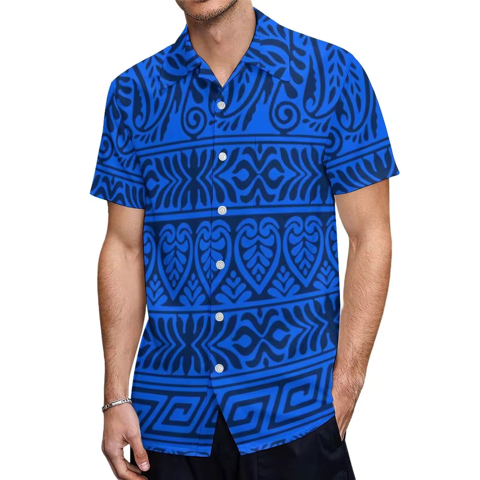 Custom Stylish Large Size Polynesian Tribal Design Shirts With Buttons New Hip Hop Pacific Heritage Aloha Shirts Beach