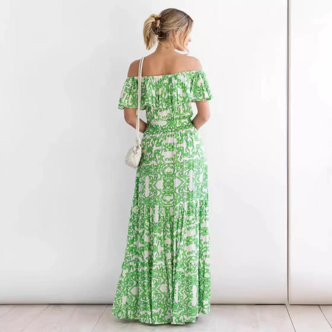 2025 Aloha Women Low MOQ Custom Wholesale High Quality Casual Dress Rayon Floral Printing Women Summer Vacation Maxi Dresses