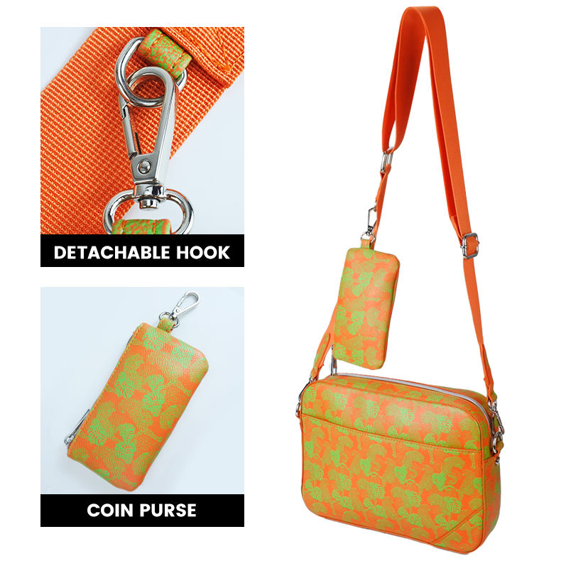 Custom Shoulder Soft Leather Sling Camera Bags Women Crossbody Bag With Coin Purse